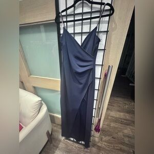 Chic Asymmetrical Navy Dress